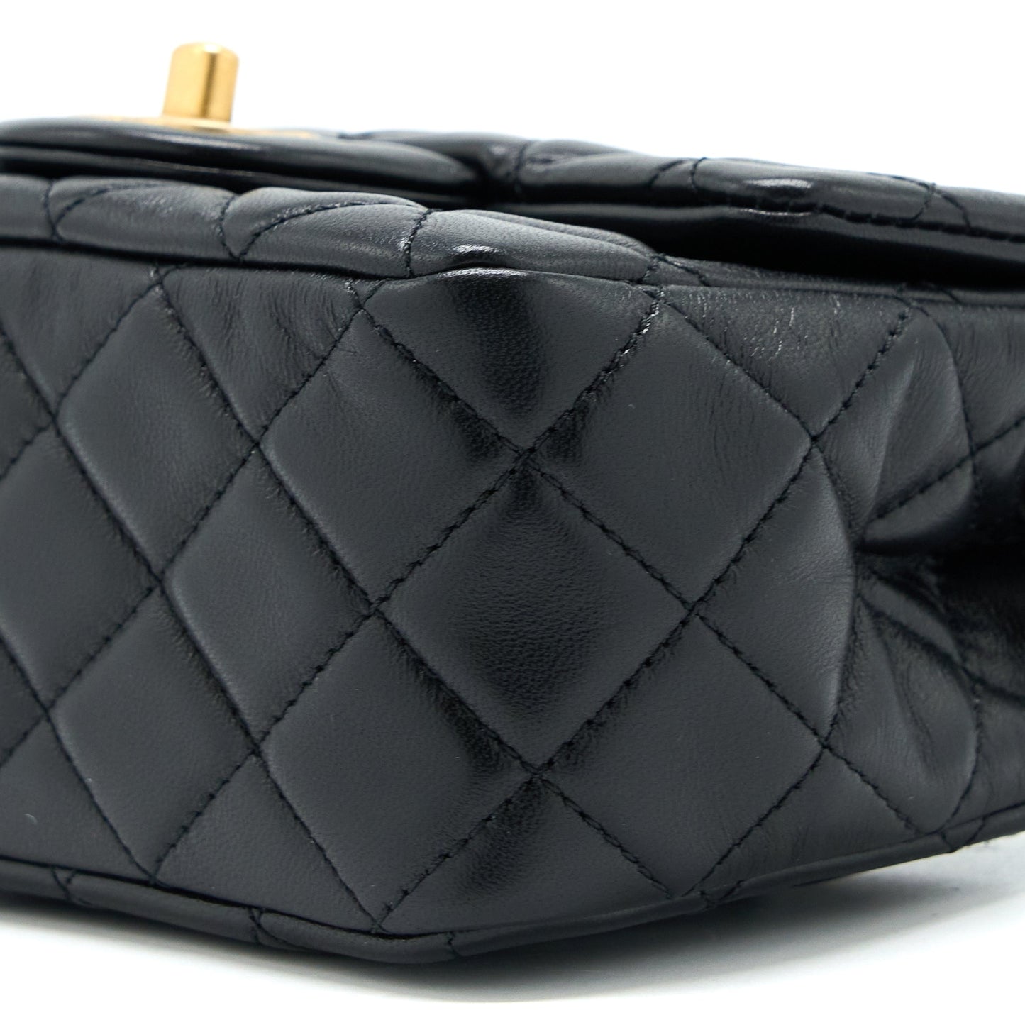 Chanel 22S Pearl Crush Mini Square Flap Bag Lambskin Black GHW(Microchip)