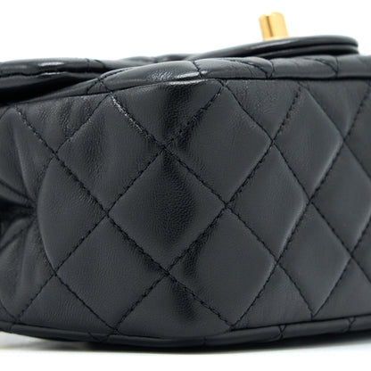 Chanel 22S Pearl Crush Mini Square Flap Bag Lambskin Black GHW(Microchip)