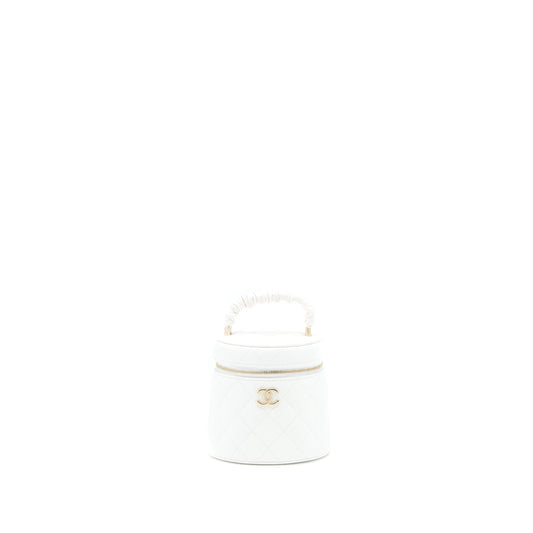 Chanel Top Handle Vanity Case Lambskin White GHW