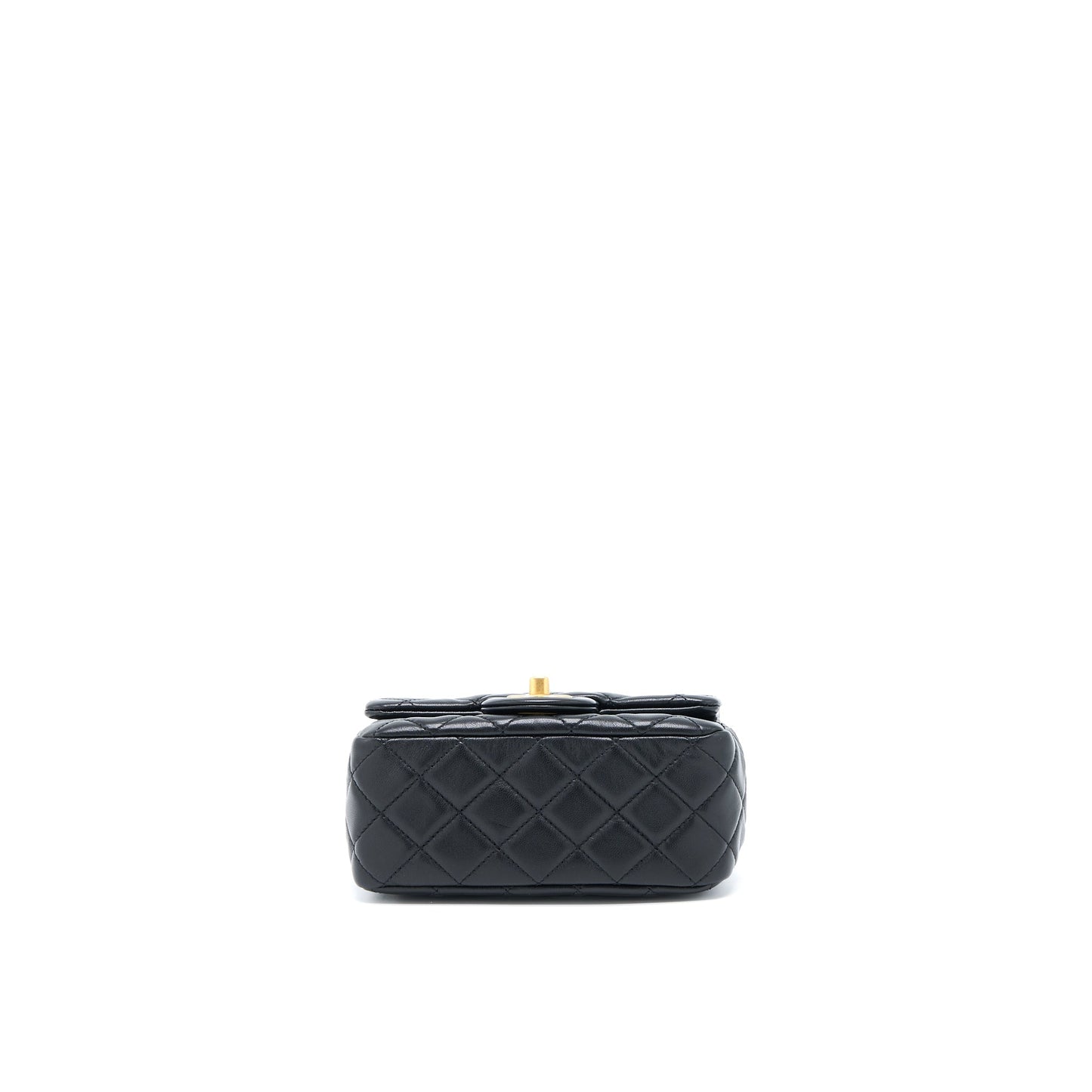 Chanel 22S Pearl Crush Mini Square Flap Bag Lambskin Black GHW(Microchip)