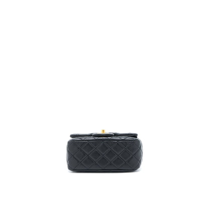 Chanel 22S Pearl Crush Mini Square Flap Bag Lambskin Black GHW(Microchip)