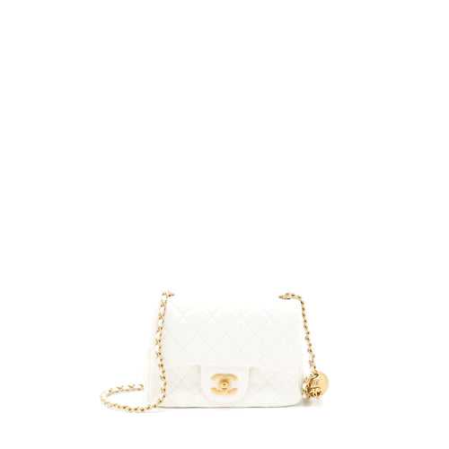 Chanel Pearl Crush Mini Square Lambskin White Brushed GHW (Microchip)