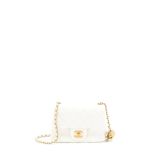 Chanel Pearl Crush Mini Square Lambskin White Brushed GHW (Microchip)