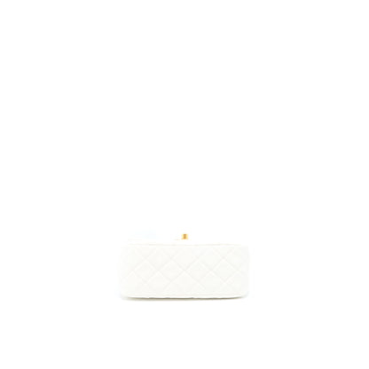 Chanel Pearl Crush Mini Square Lambskin White Brushed GHW (Microchip)