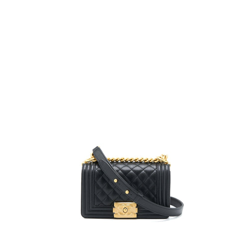 Chanel Small Boy Bag Caviar Black GHW (Microchip )