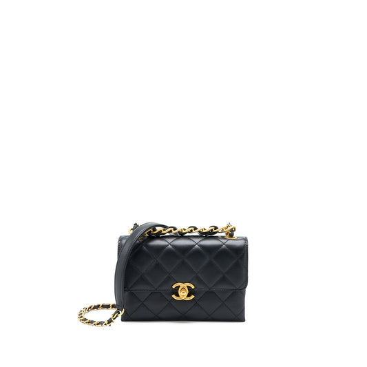 Chanel 22S Seasonal Flap Bag Calfskin Black Brushed GHW