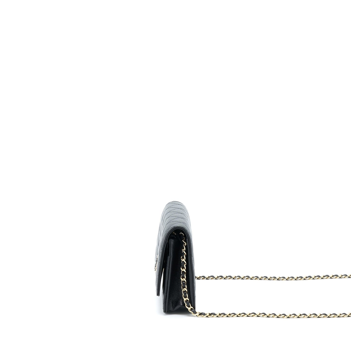Chanel 22S Wallet On Chains With Detail CC Logo Caviar Black LGHW