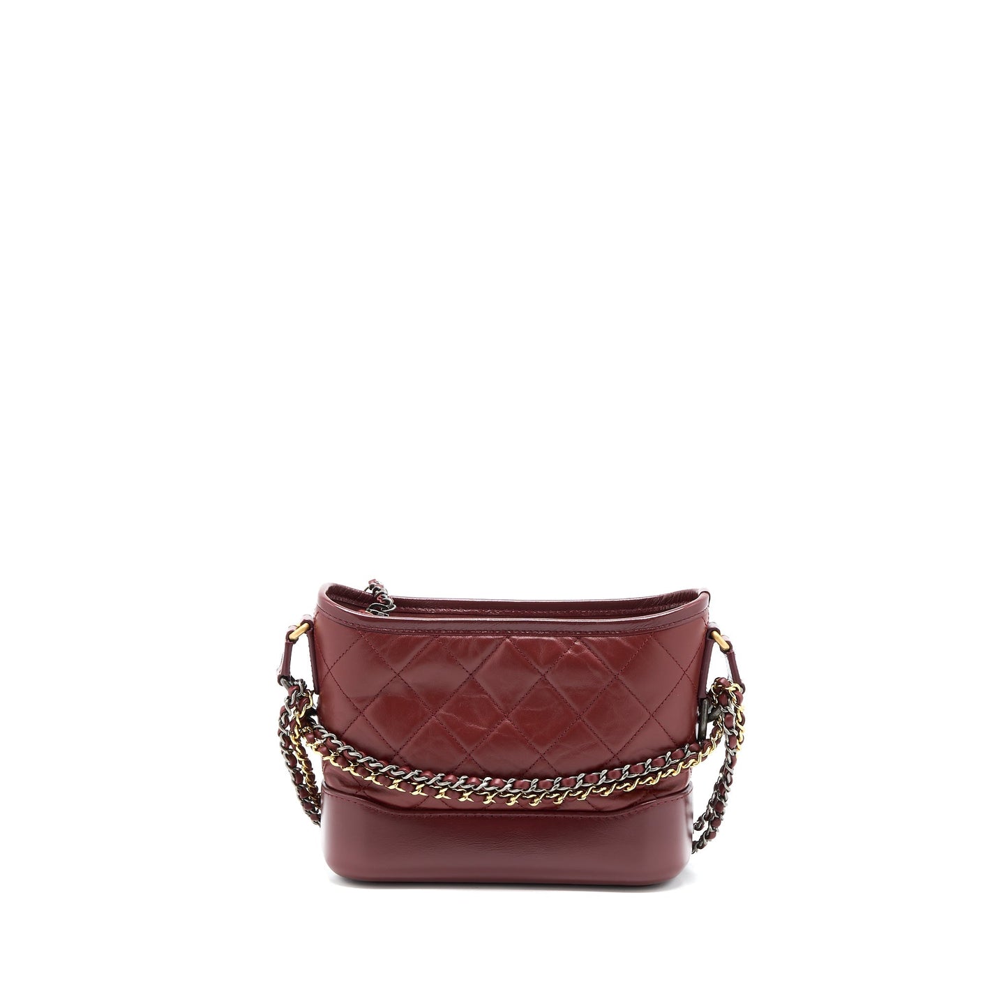 Chanel Small Gabrielle Hobo Bag Calfskin Burgundy Multicolour Hardware