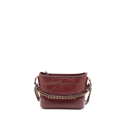 Chanel Small Gabrielle Hobo Bag Calfskin Burgundy Multicolour Hardware