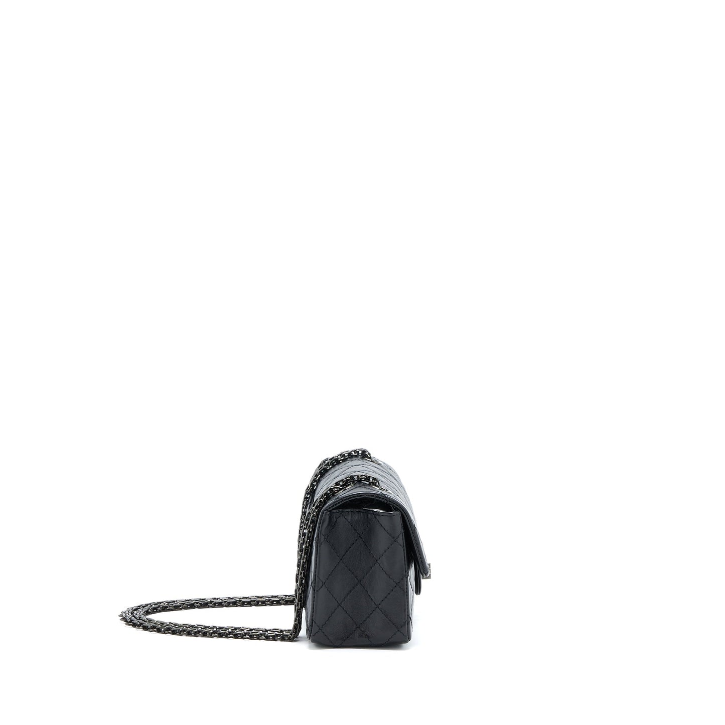 Chanel Mini 2.55 Reissue Aged Calfskin So Black With Black Hardware (Microchip)