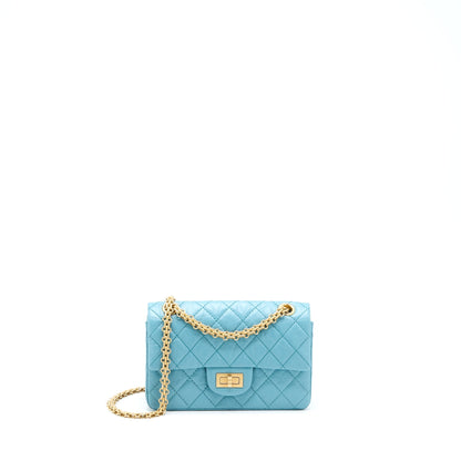Chanel Mini 2.55 Reissue Flap Bag Aged Calfskin Light Blue GHW