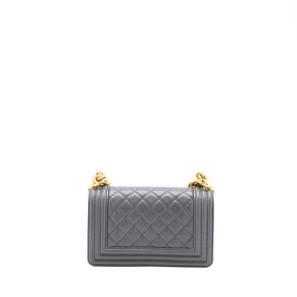 Chanel Small Boy Bag Caviar Grey GHW (Microchip)