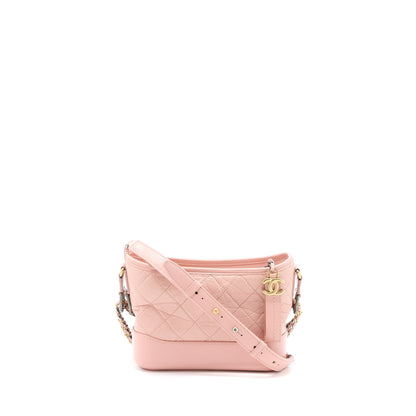 Chanel Small Gabrielle Hobo Bag Calfskin Light Pink Multicolour Hardware