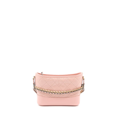 Chanel Small Gabrielle Hobo Bag Calfskin Light Pink Multicolour Hardware