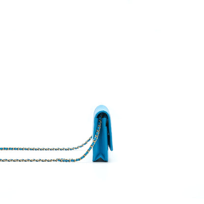Chanel Camelia Wallet on Chain lambskin Blue GHW