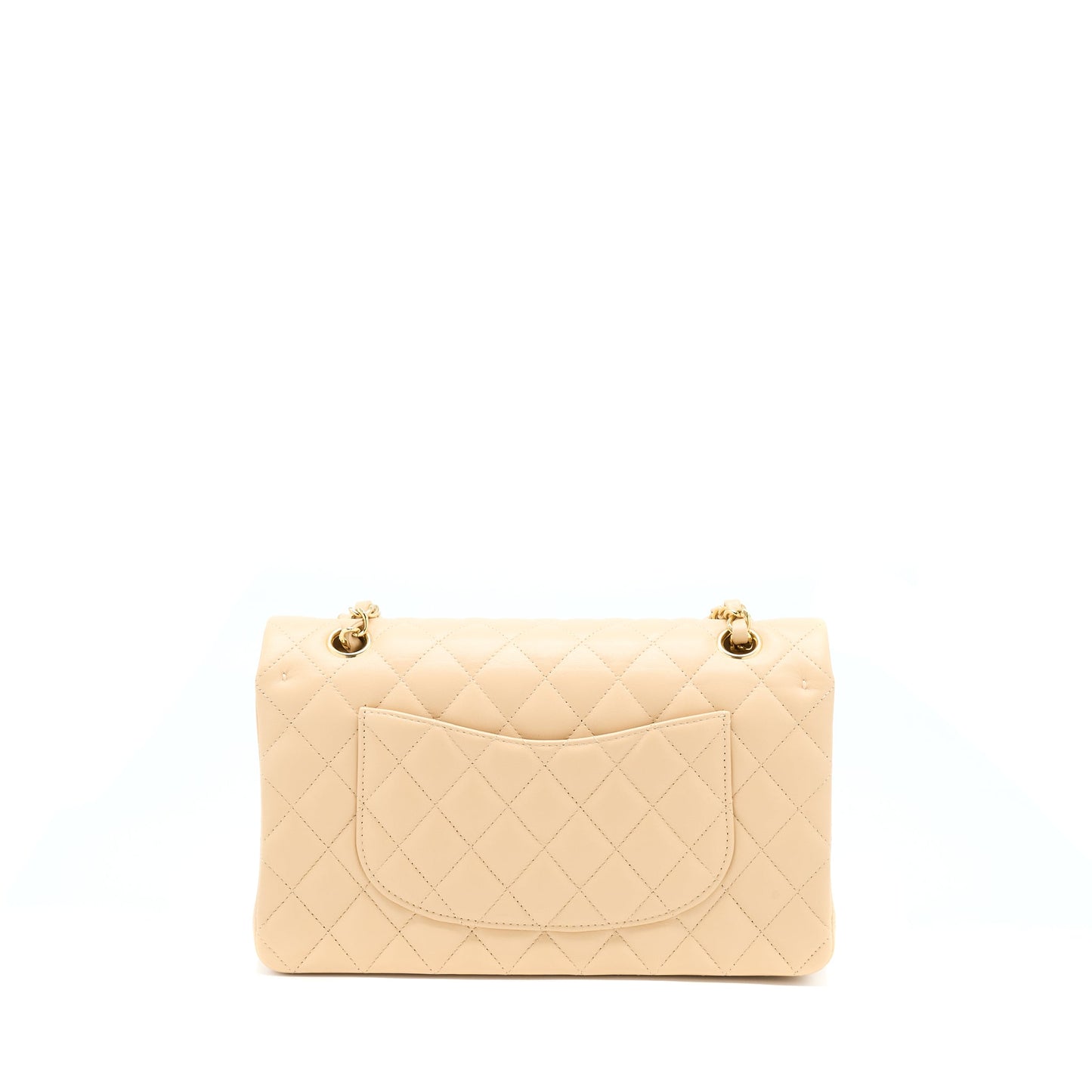 Chanel Medium Classic Flap Bag Lambskin Beige LGHW (Microchip)