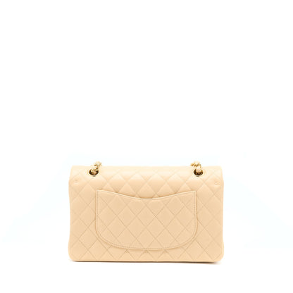 Chanel Medium Classic Flap Bag Lambskin Beige LGHW (Microchip)