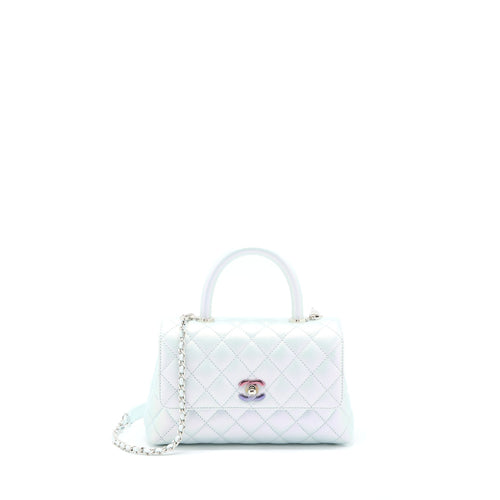 Chanel Small Coco Handle ombr Iridescent light Blue Multicolour Hardware (Microchip)