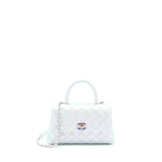 Chanel Small Coco Handle ombr Iridescent light Blue Multicolour Hardware (Microchip)