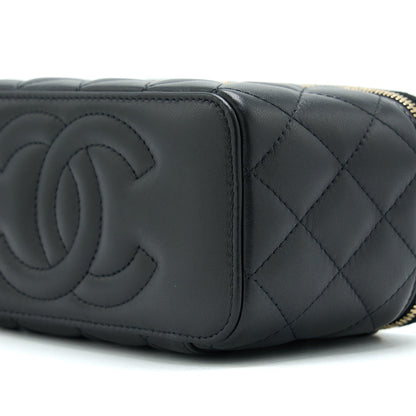 Chanel 22B Pearl Crush Long Vanity With Chain Lambskin Black GHW