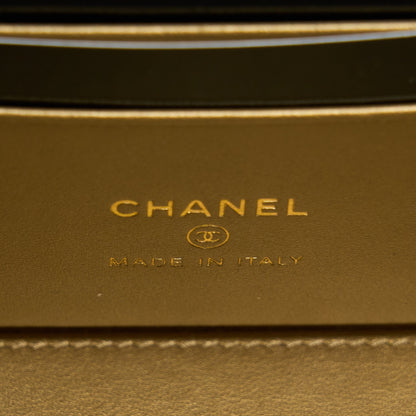 Chanel 22B Pearl Crush Long Vanity With Chain Lambskin Black GHW