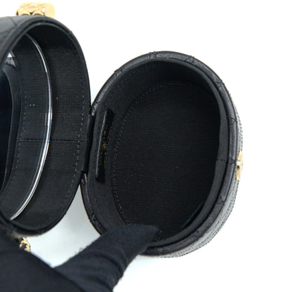 Chanel Mini Round Vanity With Chain Lambskin Black LGHW