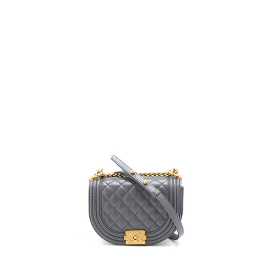 Chanel 22A Boy Messenger Bag Caviar Grey GHW (Microchip)