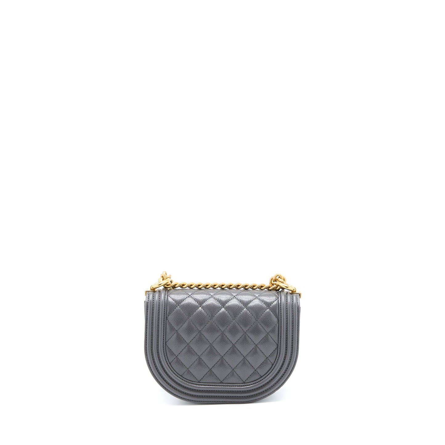 Chanel 22A Boy Messenger Bag Caviar Grey GHW (Microchip)