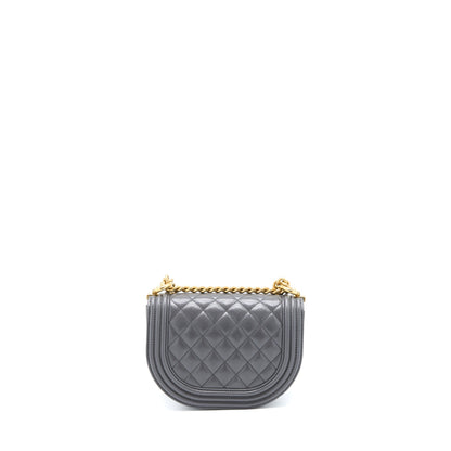 Chanel 22A Boy Messenger Bag Caviar Grey GHW (Microchip)