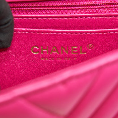 Chanel Chevron Mini Rectangular Flap Bag Pink with LGHW