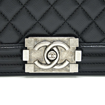 CHANEL MEDIUM BOY CHANEL HANDBAG CAVIAR BLACK SHW
