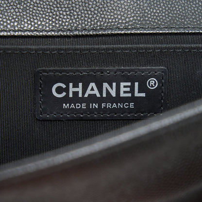 CHANEL MEDIUM BOY CHANEL HANDBAG CAVIAR BLACK SHW