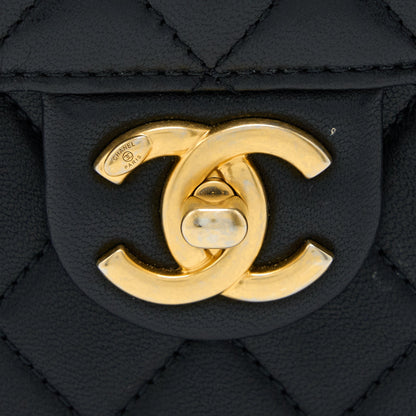 Chanel Vertical Pearl Flap Bag Goatskin Black GHW
