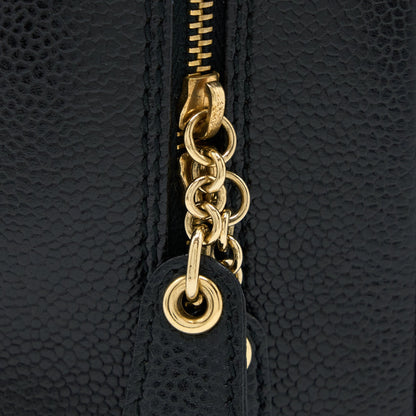 Chanel Vintage Camera Chevron Tote Bag Caviar Black GHW