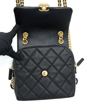 Chanel 22P Flap Backpack Caviar Black GHW (Microchip)