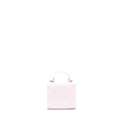 Chanel 22P Top Handle Mini Flap Bag With Chain Lambskin Pink LGHW