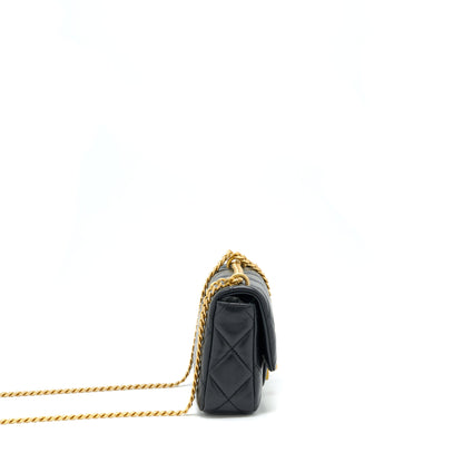 Chanel 22P Seasonal Mini Square Flap Bag Lambskin Black GHW