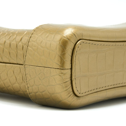 Chanel Small Gabrielle Hobo Bag Crocodile Embossed Calfskin Gold Multicolour Hardware