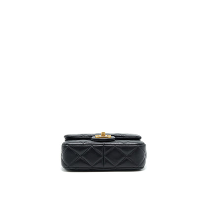 Chanel 22P Seasonal Mini Square Flap Bag Lambskin Black GHW