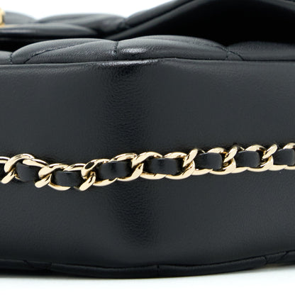 Chanel Small Pearl Logo Strap Flap Bag Lambskin Black LGHW