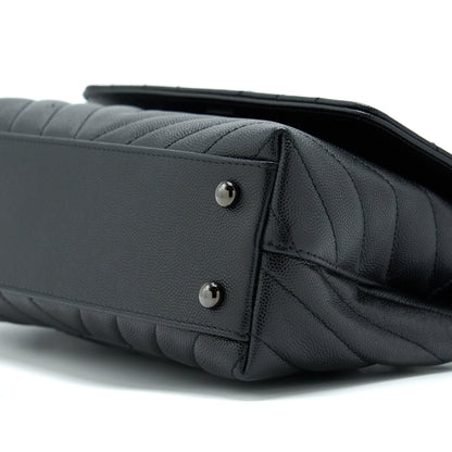 Chanel Small Coco Handle Chevron Caviar So Black