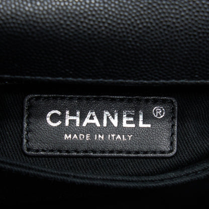 Chanel Small Coco Handle Chevron Caviar So Black