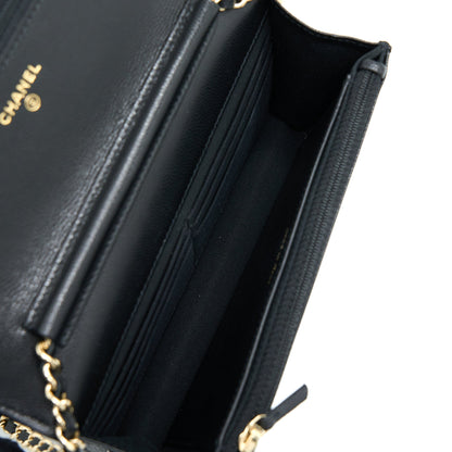 Chanel 22S Wallet On Chains With Detail CC Logo Caviar Black LGHW