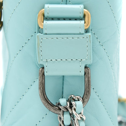 Chanel Small Gabrielle Chevron Calfskin Light Blue Multicolour Hardware