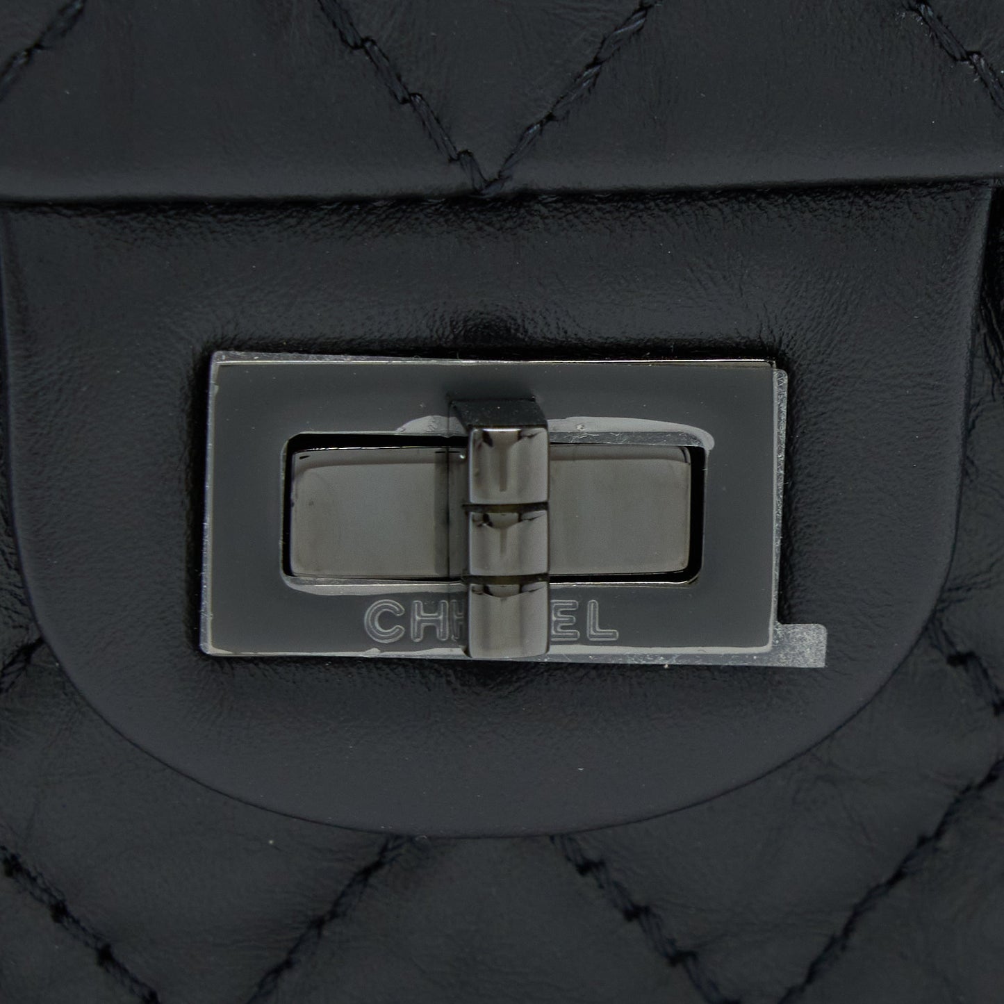 Chanel Mini 2.55 Reissue Aged Calfskin So Black With Black Hardware (Microchip)