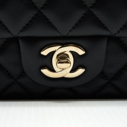 Chanel mini rectangular flap Bag Lambskin Black LGHW