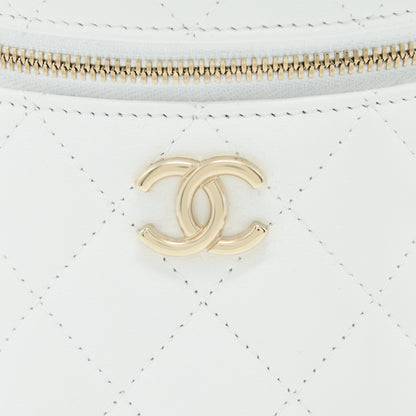 Chanel Top Handle Vanity Case Lambskin White GHW