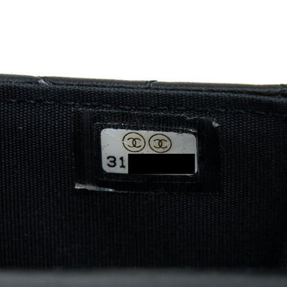 Chanel Top Handle Mini Flap Card Holder Lambskin Black GHW