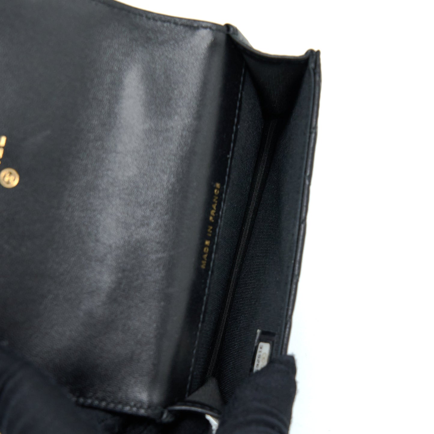 Chanel Top Handle Mini Flap Card Holder Lambskin Black GHW