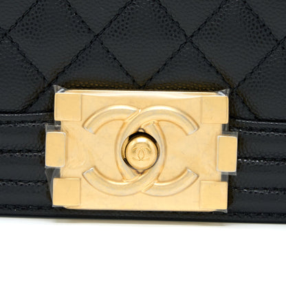 Chanel Small Boy Bag Caviar Black GHW (Microchip )